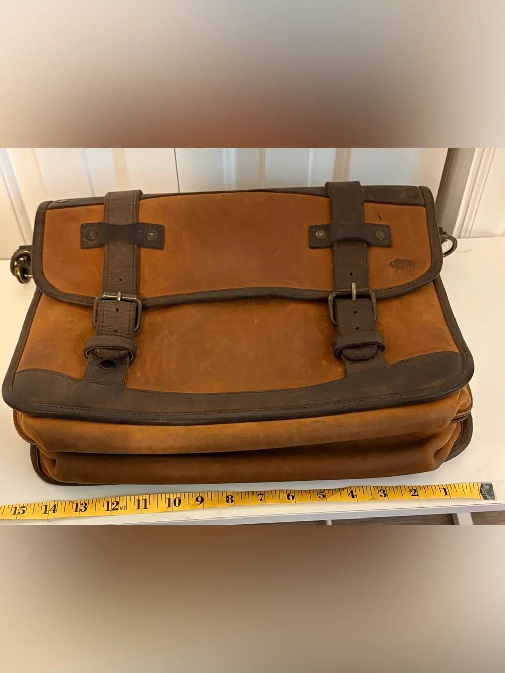 BUFFALO JACKSON TRADING CO. Men’s Roosevelt Leather Briefcase/Messenger Bag EUC